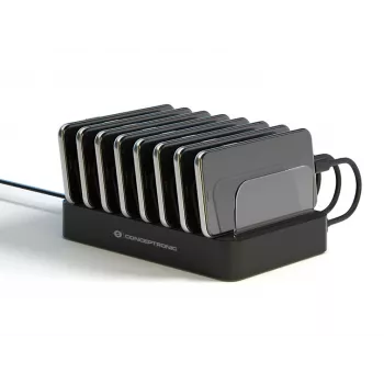 Estación de carga Conceptronic OZUL 8 puertos 75W USB PD, Interior, AC, 12 V, Negro