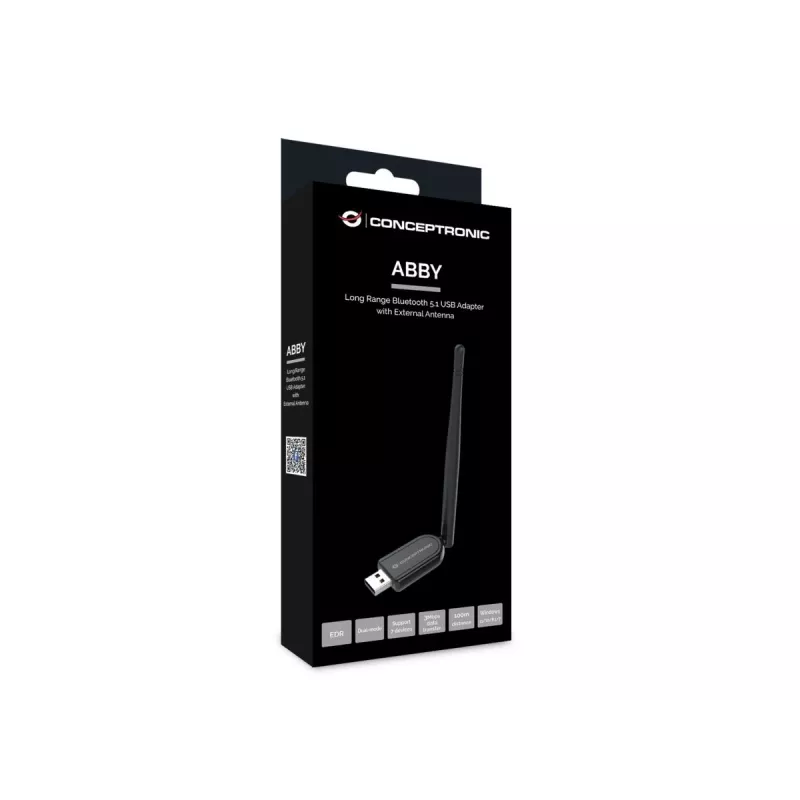 Adaptador USB Bluetooth 5.1 de largo alcance Conceptronic ABBY con antena externa