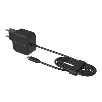 Cargador Conceptronic OZUL04BE 67W GaN USB PD, cable USB-C integrado