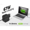 Cargador Conceptronic OZUL04BE 67W GaN USB PD, cable USB-C integrado