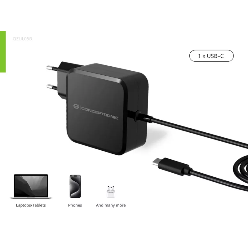 Cargador móvil Conceptronic OZUL05BE Universal Negro AC Interior