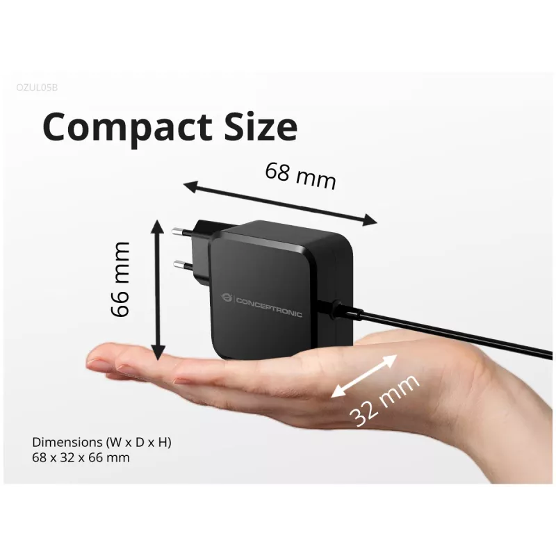 Cargador móvil Conceptronic OZUL05BE Universal Negro AC Interior