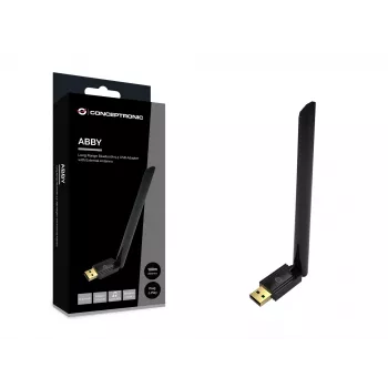 Adaptador USB Bluetooth 5.3 de largo alcance Conceptronic ABBY17B, antena externa
