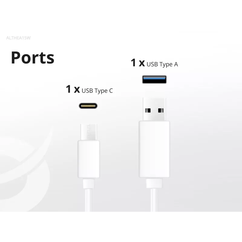 Cargador Conceptronic 2 puertos 20W GaN USB PD, USB-C x 1, USB-A x 1 ALTHEA15W