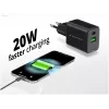 Cargador Conceptronic 2 puertos 20W GaN USB PD, USB-C x 1, USB-A x 1, QC 3.0, PPS