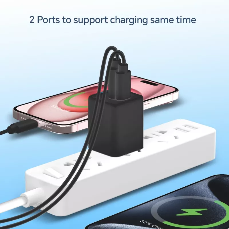Cargador Conceptronic 2 puertos 20W GaN USB PD, USB-C x 1, USB-A x 1, QC 3.0, PPS