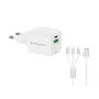 Cargador Conceptronic 2 puertos 33W GaN USB PD con cable de carga 3en1, USB-C x 1, USB-A x 1, QC 3.0, PPS