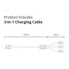Cargador Conceptronic 2 puertos 33W GaN USB PD con cable de carga 3en1, USB-C x 1, USB-A x 1, QC 3.0, PPS
