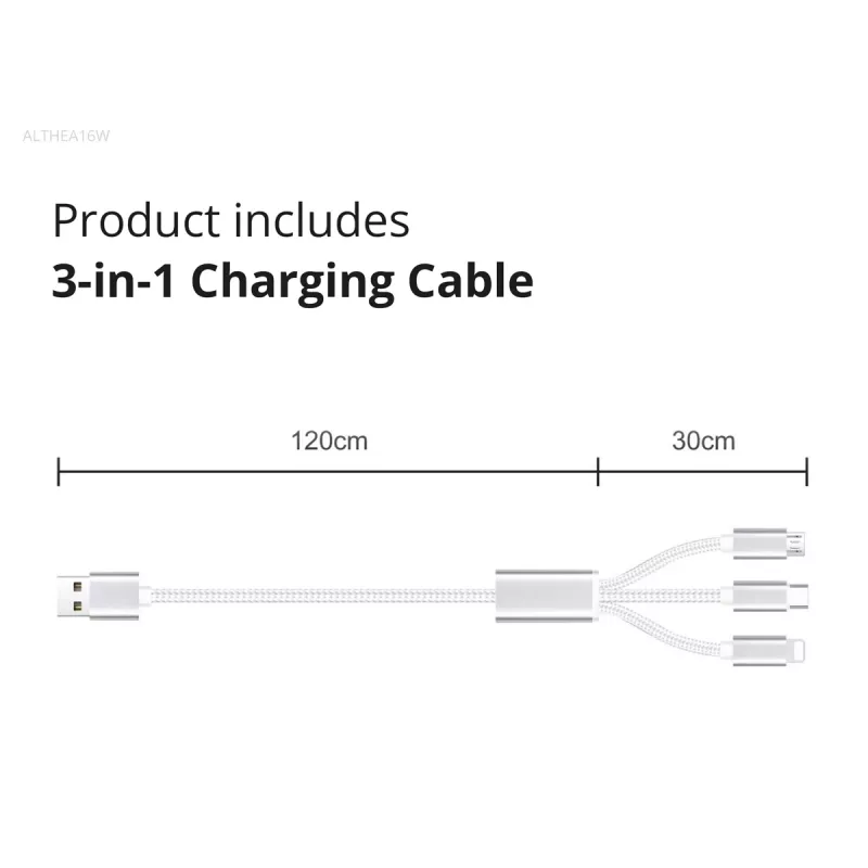 Cargador Conceptronic 2 puertos 33W GaN USB PD con cable de carga 3en1, USB-C x 1, USB-A x 1, QC 3.0, PPS