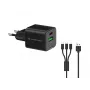 Cargador Conceptronic 2 puertos 33W GaN USB PD con cable de carga 3en1, USB-C x 1, USB-A x 1, QC 3.0, PPS