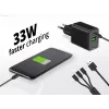 Cargador Conceptronic 2 puertos 33W GaN USB PD con cable de carga 3en1, USB-C x 1, USB-A x 1, QC 3.0, PPS