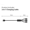 Cargador Conceptronic 2 puertos 33W GaN USB PD con cable de carga 3en1, USB-C x 1, USB-A x 1, QC 3.0, PPS