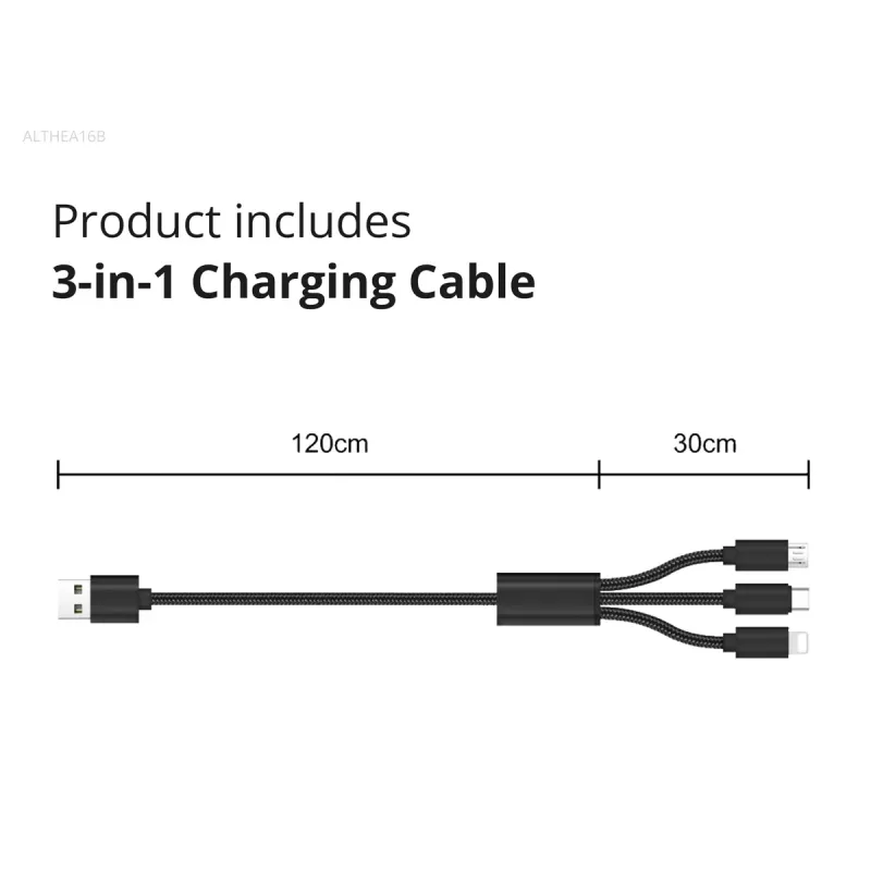Cargador Conceptronic 2 puertos 33W GaN USB PD con cable de carga 3en1, USB-C x 1, USB-A x 1, QC 3.0, PPS