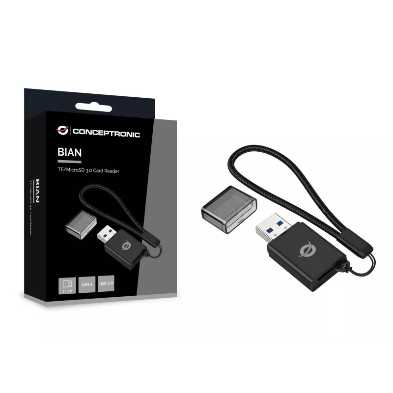 Lector de tarjetas TF/MicroSD 3.0 Conceptronic BIAN07B, UHS-I, USB 3.0, 5Gbps