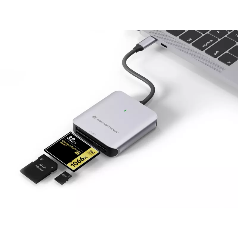 Lector de tarjetas 3en1 Conceptronic BIAN09G USB 3.2 Gen 2, CFast 2.0, SD TF/MicroSD 4.0, UHS-II