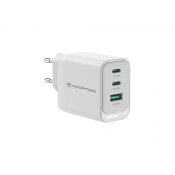 Conceptronic ALTHEA21W65 cargador GaN USB PD de 3 puertos 65W, USB-C x 2, USB-A x 1, QC 3.0, PPS, PD 3.0