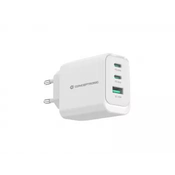 Conceptronic ALTHEA21W65 cargador GaN USB PD de 3 puertos 65W, USB-C x 2, USB-A x 1, QC 3.0, PPS, PD 3.0