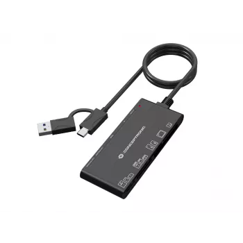 Lector de tarjetas 7 en 1 CONCEPTRONIC BIAN10B — USB 3.2 Gen 1 Type-A/Type-C, CF/MMC/MS/SD/MicroSD/xD, negro