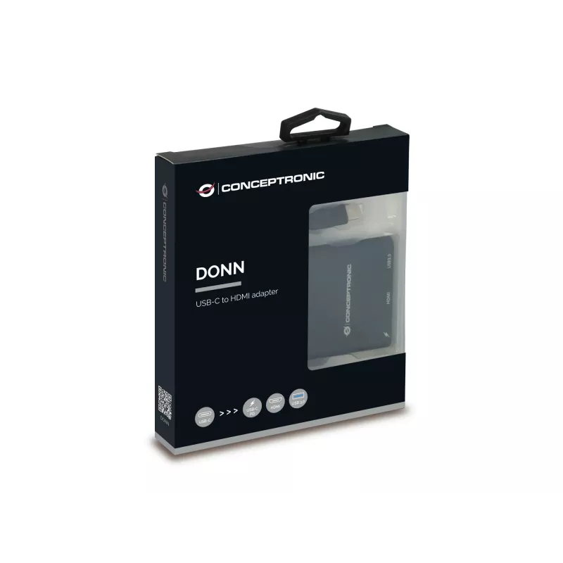 Conceptronic DONN01B dock para portátil/replicador de puertos USB 3.2 Gen 1 (3.1 Gen 1) Type-C negro