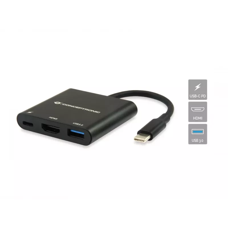 Conceptronic DONN01B dock para portátil/replicador de puertos USB 3.2 Gen 1 (3.1 Gen 1) Type-C negro