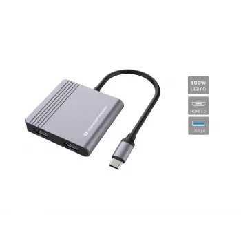 Conceptronic DONN13G dock para portátil/replicador de puertos con cable USB 3.2 Gen 1 (3.1 Gen 1) Type-C gris