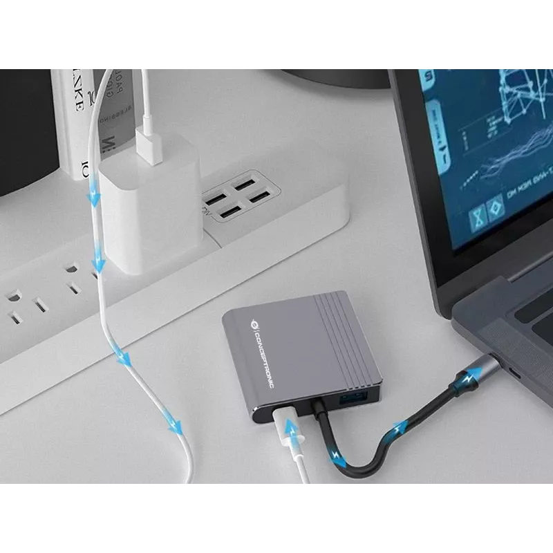 Conceptronic DONN13G dock para portátil/replicador de puertos con cable USB 3.2 Gen 1 (3.1 Gen 1) Type-C gris