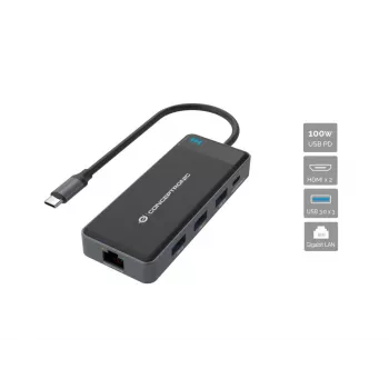 Conceptronic DONN14G dock para portátil/replicador de puertos con cable USB 3.2 Gen 1 (3.1 Gen 1) Type-C gris
