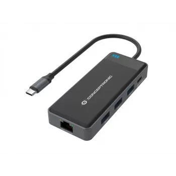 Conceptronic DONN14G dock para portátil/replicador de puertos con cable USB 3.2 Gen 1 (3.1 Gen 1) Type-C gris