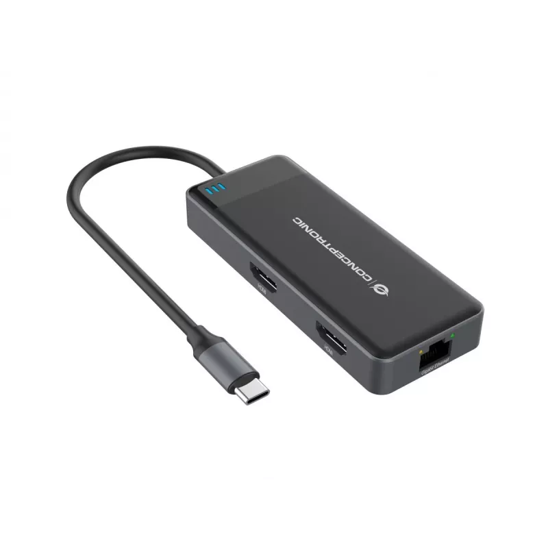 Conceptronic DONN14G dock para portátil/replicador de puertos con cable USB 3.2 Gen 1 (3.1 Gen 1) Type-C gris