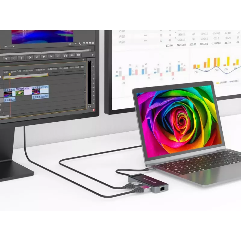 Conceptronic DONN14G dock para portátil/replicador de puertos con cable USB 3.2 Gen 1 (3.1 Gen 1) Type-C gris