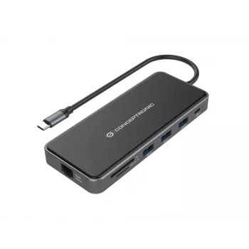 Conceptronic DONN15G dock para portátil/replicador de puertos con cable USB 3.2 Gen 1 (3.1 Gen 1) Type-C gris