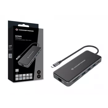 Conceptronic DONN15G dock para portátil/replicador de puertos con cable USB 3.2 Gen 1 (3.1 Gen 1) Type-C gris