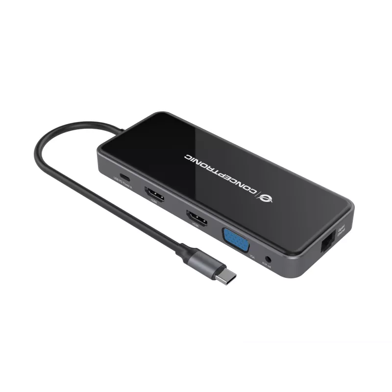 Conceptronic DONN15G dock para portátil/replicador de puertos con cable USB 3.2 Gen 1 (3.1 Gen 1) Type-C gris