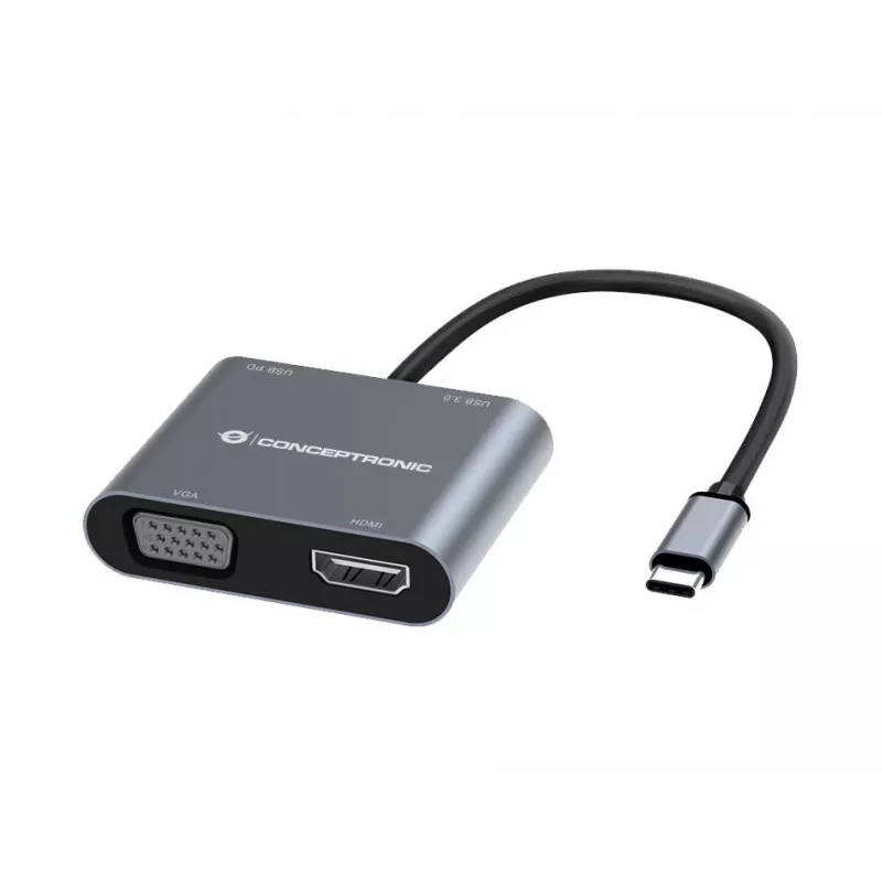 Conceptronic DONN16G cable USB 3.2 Gen 1 Type-C gris 100W 4K Ultra HD