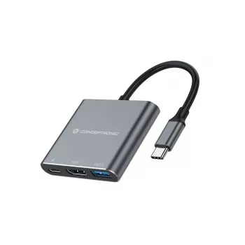 Conceptronic DONN18G estación de acoplamiento 3 en 1 USB 3.2 Gen 1, HDMI, USB 3.0, 100W USB PD