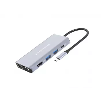 Conceptronic DONN20G estación de acoplamiento 10 en 1 USB 3.2 Gen 1, HDMI, VGA, USB-A 3.0 x 3, SD, TF/MicroSD, Audio, GbE LAN, 100W USB PD