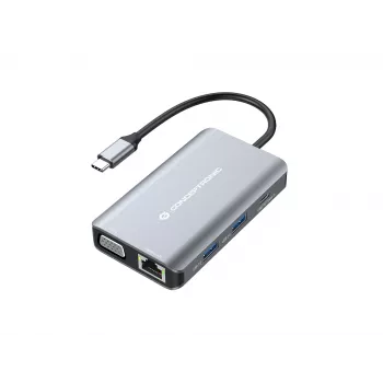 Conceptronic DONN21G dock para portátil/replicador de puertos con cable USB 3.2 Gen 1 (3.1 Gen 1) Type-C gris