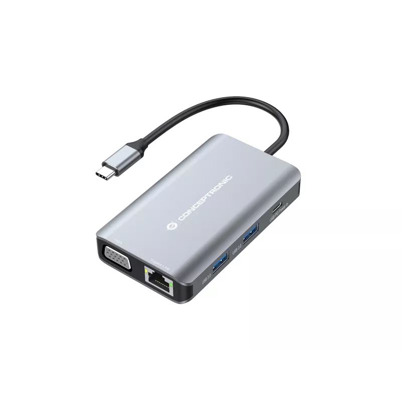 Conceptronic DONN21G dock para portátil/replicador de puertos con cable USB 3.2 Gen 1 (3.1 Gen 1) Type-C gris