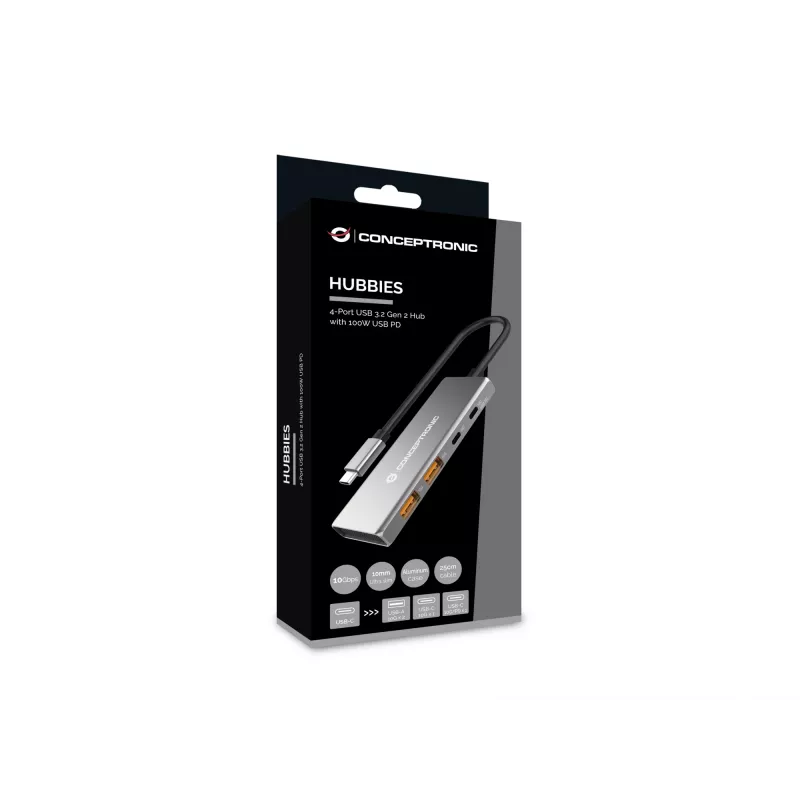 Conceptronic HUBBIES15G hub de interfaces USB 3.2 Gen 2 (3.1 Gen 2) Type-C 10000 Mbit/s gris