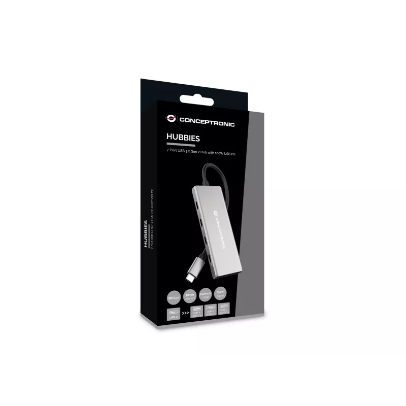 Conceptronic HUBBIES17G hub de interfaces USB 3.2 Gen 2 (3.1 Gen 2) Type-C 10000 Mbit/s gris