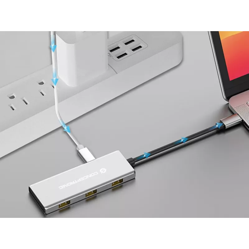 Conceptronic HUBBIES17G hub de interfaces USB 3.2 Gen 2 (3.1 Gen 2) Type-C 10000 Mbit/s gris