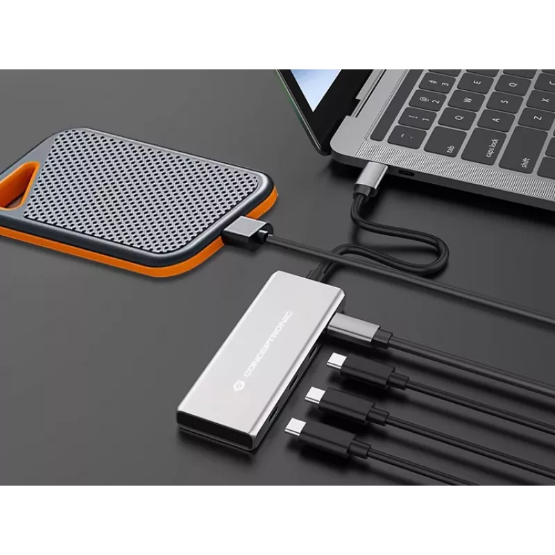 Conceptronic HUBBIES16G hub de interfaces USB 3.2 Gen 2 (3.1 Gen 2) Type-C 10000 Mbit/s gris