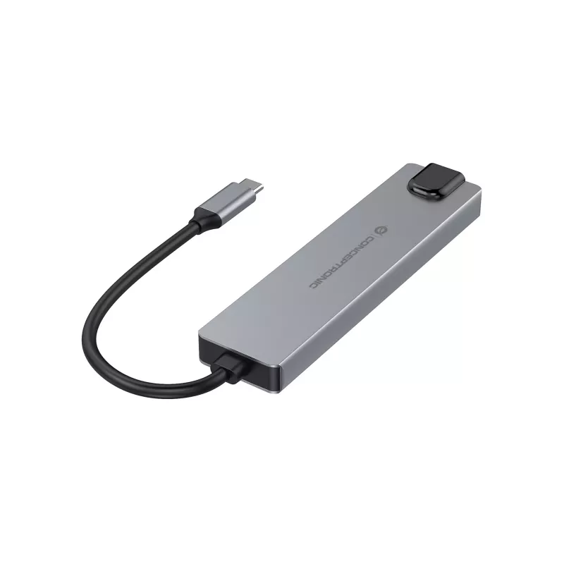 Conceptronic DONN29G estación de acoplamiento 6 en 1 USB 3.2 Gen 2, 4K60Hz HDMI, USB-A 10Gbps x 2, USB-C 10Gbps, GbE LAN, 140W USB PD 3.1