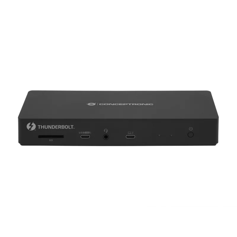 Conceptronic DONN30B base de conexión Thunderbolt 4 13 en 1, 40 Gbit/s, 96 W, HDMI, 2x USB-A, USB-C, LAN 2,5GbE, lector de tarjetas SD, negra