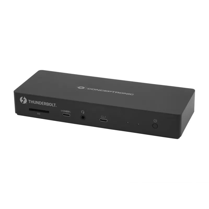 Conceptronic DONN30B base de conexión Thunderbolt 4 13 en 1, 40 Gbit/s, 96 W, HDMI, 2x USB-A, USB-C, LAN 2,5GbE, lector de tarjetas SD, negra