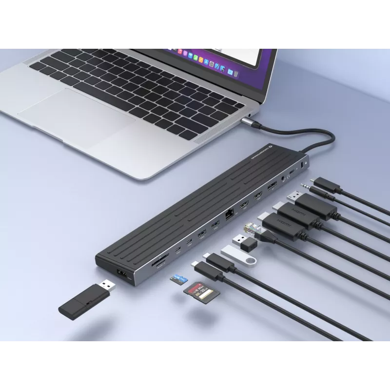 Estación de acoplamiento Conceptronic DONN32B 14 en 1 USB 3.2 Gen 1 HDMI DP