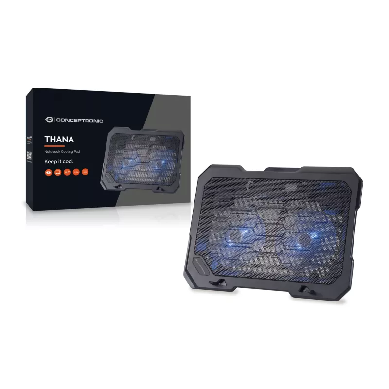 Conceptronic THANA base refrigeradora para portátil, apta para hasta 15,6