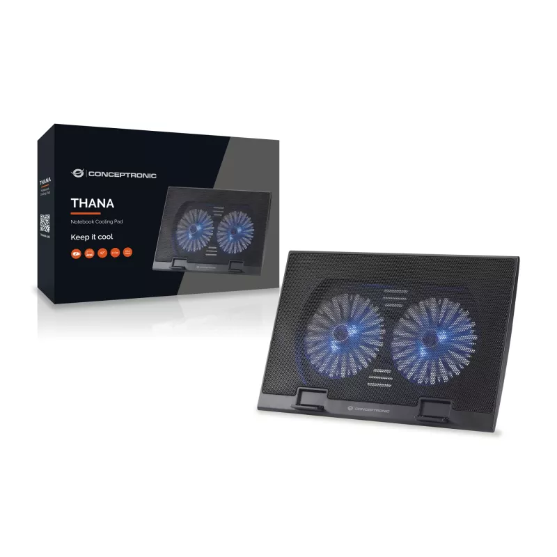 Conceptronic THANA base refrigeradora para portátil, apta para hasta 17 inch, 2 ventiladores