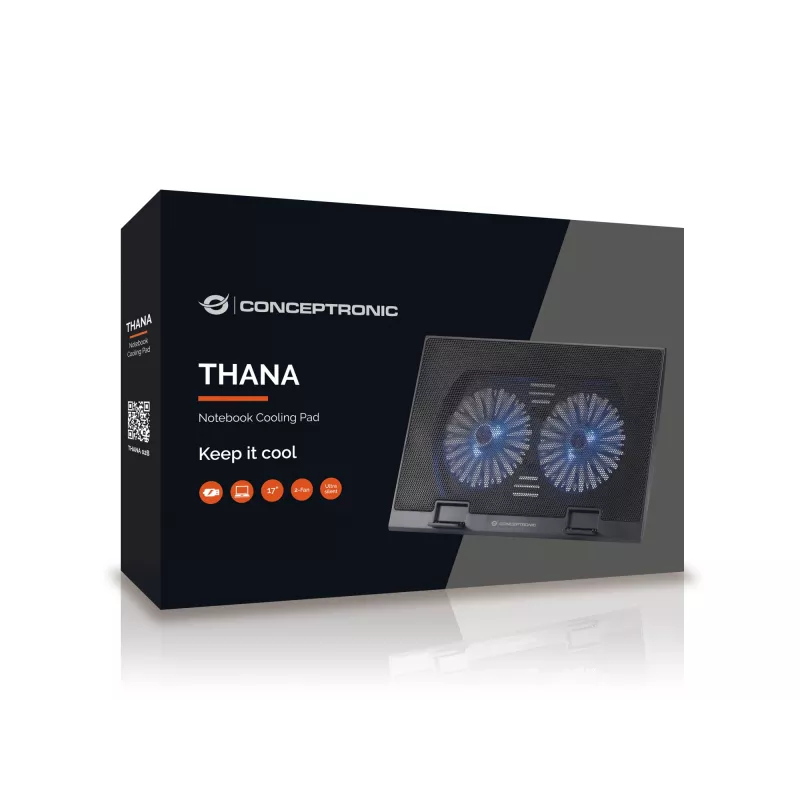 Conceptronic THANA base refrigeradora para portátil, apta para hasta 17 inch, 2 ventiladores