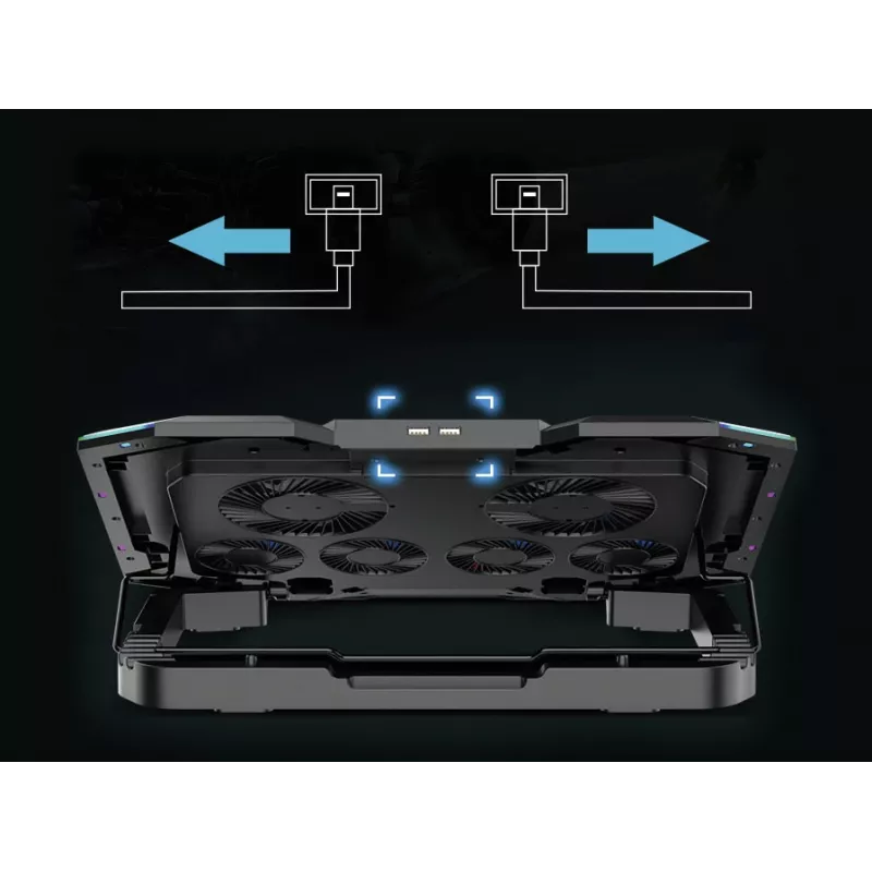 Conceptronic THYIA ERGO soporte refrigerador gaming para portátil con 6 ventiladores, 43,2 cm (17